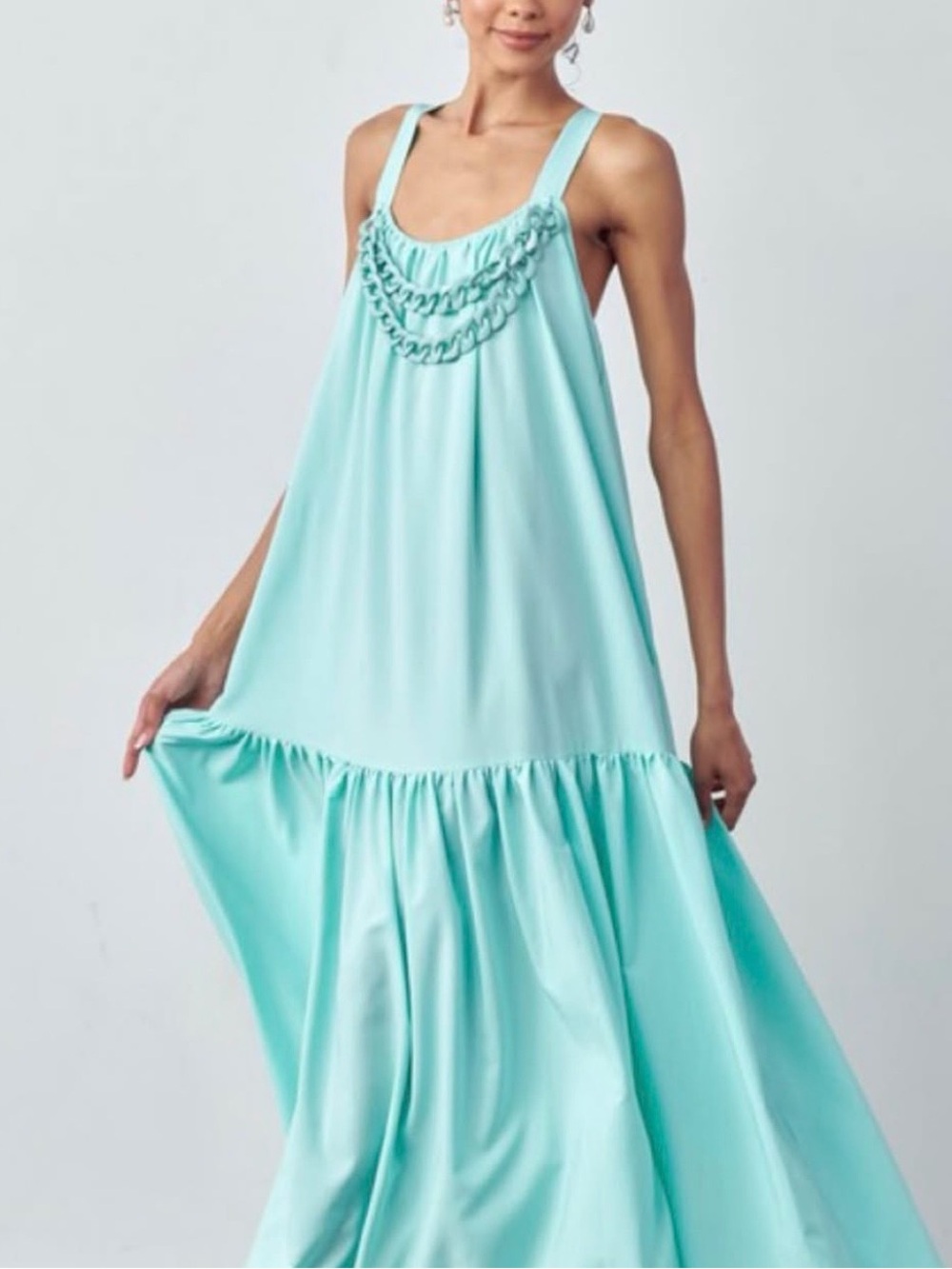 Aqua Maxi Dress with Chain Detail - Women